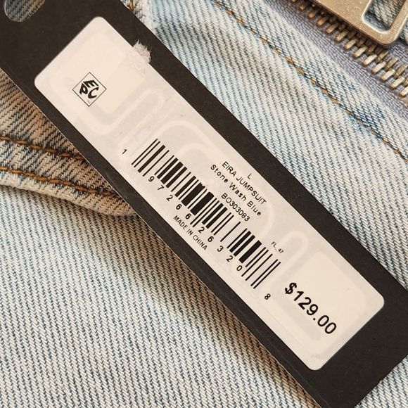 Steve Madden Jumpsuit L Light Blue Denim Eira Jean Relaxed Fit Front Zip New$130 - Picture 7 of 16